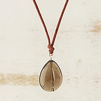 Smoky quartz pendant necklace, 'Gemstone Mystique' - Brazilian Handcrafted Smoky Quartz Pendant Necklace