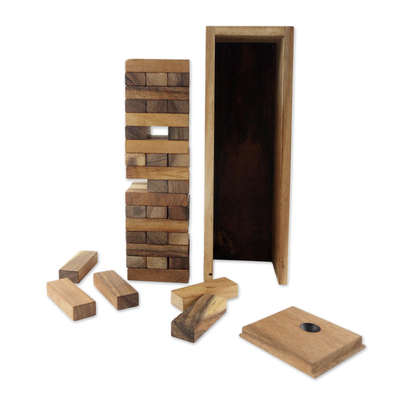 Wood stacking game, 'Tower of Fun' - Hand Made Wood Stacking Tower Game from Thailand