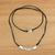 Sterling silver bar necklace, 'Gratitude in Black' - Inspirational Jewellery Gratitude Black Necklace 925 Silver