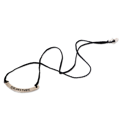 Stabkette aus Sterlingsilber - Inspirierender Schmuck Dankbarkeit schwarze Halskette 925 Silber