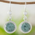 Jade dangle earrings, 'Mixco Moon' - Hand Made Sterling Silver Dangle Jade Earrings (image 2) thumbail