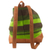 Suede accent alpaca blend backpack, 'Moche Valley' - Hand Woven Green Alpaca Blend and Suede Backpack from Peru