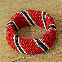 Beaded bangle bracelet, Kenya Warrior in Red