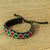 Beaded leather wristband bracelet, 'Kenya Contrasts' - Red and Green Beaded Wristband Bracelet