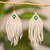 Beaded dangle earrings, 'Mount Kenya' - White and Turquoise Beaded Long Earrings thumbail
