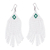 Beaded dangle earrings, 'Mount Kenya' - White and Turquoise Beaded Long Earrings (image 2a) thumbail