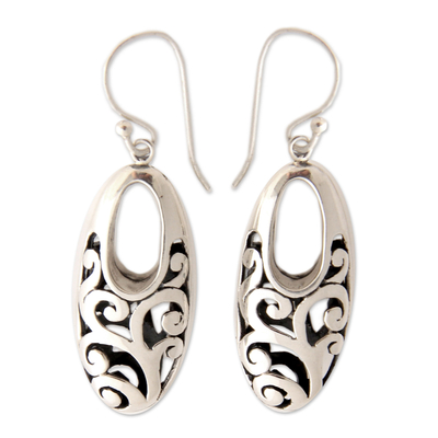 Sterling silver dangle earrings, 'Karangasem Castle' - Sterling silver dangle earrings