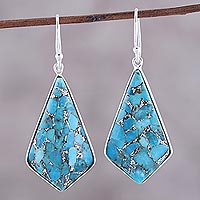 Sterling silver and composite turquoise dangle earrings, 'Sky Kites' - Sterling Silver and Composite Turquoise Dangle Earrings