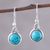 Composite turquoise dangle earrings, Happy Gleam' - Composite Turquoise and Sterling Silver Dangle Earrings (image 2) thumbail