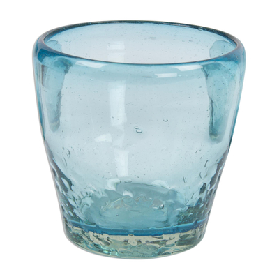 Blown glass juice glasses, 'Delicious Blue' (set of 5) - Handcrafted Blown Glass Juice Glasses (set of 5)