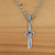 Men's garnet pendant necklace, 'Sword of Peace' - Handcrafted Men's Silver and Garnet Peace Theme Necklace