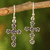 Sterling silver cross earrings, 'Blooms and Crosses' - Fair Trade Sterling Silver Religious Dangle Earrings (image 2) thumbail