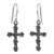 Sterling silver cross earrings, 'Blooms and Crosses' - Fair Trade Sterling Silver Religious Dangle Earrings thumbail