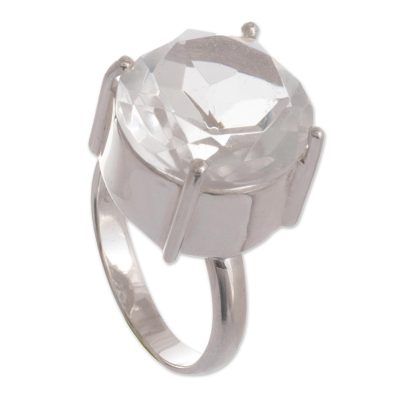Quartz solitaire ring, 'Quechua Mystique' - Quartz solitaire ring
