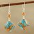 Carnelian dangle earrings, 'Colorful Kites' - Carnelian and Composite Turquoise Sterling Silver Earrings (image 2) thumbail