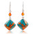 Carnelian dangle earrings, 'Colorful Kites' - Carnelian and Composite Turquoise Sterling Silver Earrings thumbail
