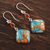 Carnelian dangle earrings, 'Colorful Kites' - Carnelian and Composite Turquoise Sterling Silver Earrings (image 2b) thumbail