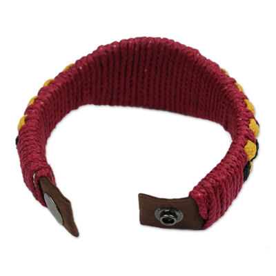 Men's wristband bracelet, 'Golden Wine Tradition' - Men's Original Handcrafted Wristband Bracelet