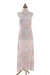 Neckholder-Kleid aus Rayon, „Sekar Jagad“ – Neckholder-Kleid aus Rayon mit Pink- und Aqua-Print