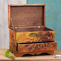 Decoupage jewelry box, 'Thoughts of Paris' - Handcrafted Paris Theme Decoupage Jewelry Box with Drawer