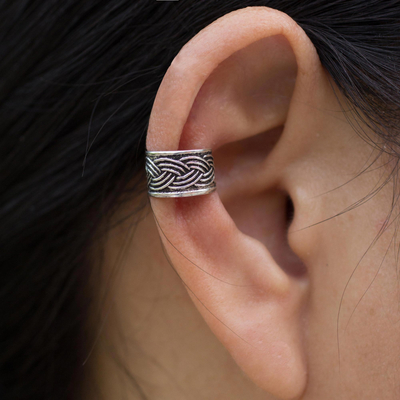 Sterling silver ear cuff, 'Enchanted Waves' - Sterling Silver Ear Cuff