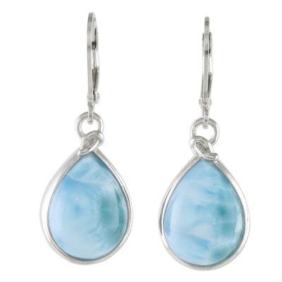 Larimar dangle earrings, 'Gossamer Sky' - Artisan Designed Larimar and Sterling Dangle Earrings