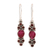 Agate and garnet dangle earrings, 'Passionate Trios' - Teardrop Agate and Garnet Dangle Earrings from India