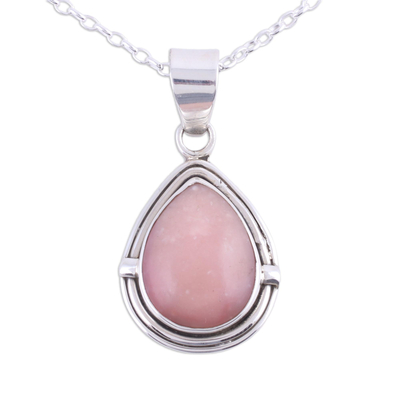 Opal pendant necklace, 'Pink Nectar' - Pink Opal Pendant Necklace from India