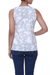Sleeveless viscose blouse, 'Happy Vines' - Printed White and Indigo Viscose Sleeveless Top from India