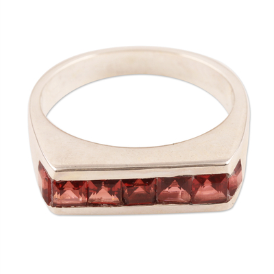 Garnet cocktail ring, 'Sparkling Crimson' - Garnet cocktail ring