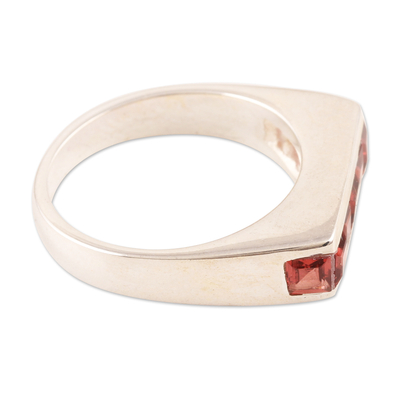 Garnet cocktail ring, 'Sparkling Crimson' - Garnet cocktail ring