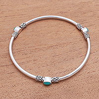 Turquoise bangle bracelet, 'Harmony of Three'