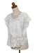 Rayon short-sleeved top, 'Rose Mallow in White' - Floral White-On-White Openwork and Embroidered Rayon Top (image 2b) thumbail