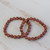 Sunstone beaded stretch bracelets, 'Strength and Energy' (pair) - Two Sunstone Beaded Stretch Bracelets from Brazil