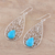 Sterling silver dangle earrings, 'Dancing Drops' - Sterling Silver and Composite Turquoise Dangle Earrings