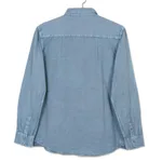 Men's cotton shirt, 'Casual Flair in Denim Blue' - Men's Long-Sleeve Cotton Shirt in Denim Blue from India
