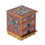Reverse-painted glass jewelry box, 'Autumn Magic' - Glass Jewelry Chest Handpainted Russet Gold