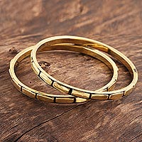 Brass bangle bracelets, Delightful Procession (pair)