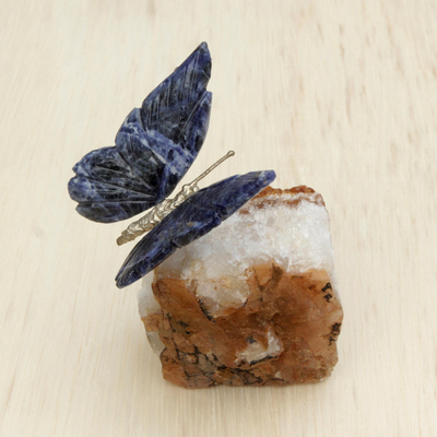 Edelsteinskulptur - Natürliche Edelstein-Schmetterlingsskulptur aus Brasilien