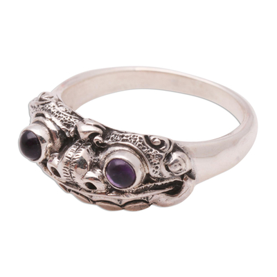 Men's amethyst ring, 'Immortal Eclipse' - Men's Artisan Crafted Sterling Silver and Amethyst Ring