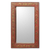 Wall mirror, 'Antique Scarlet' - Ghana Artisan Crafted Rustic Wall Mirror in Red