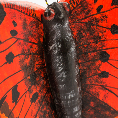 Ceramic sculpture 'Polygonia Butterfly' - Handcrafted Ceramic Polygonia Butterfly Sculpture Guatemala