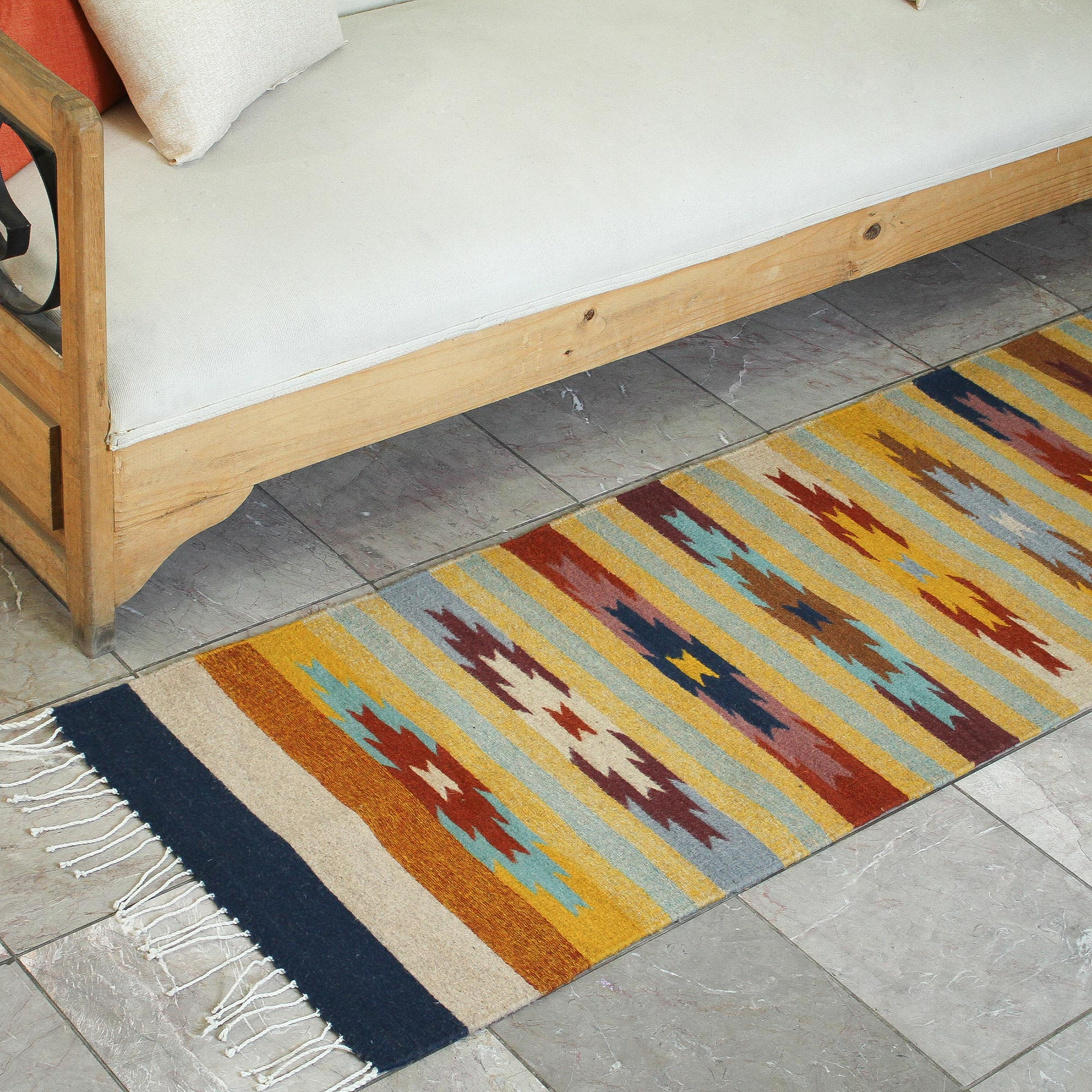 Zapotec wool rug (2x3) - Blue Diamond Diversity