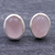 Rose quartz stud earrings, 'Flash of Love in Pink' - Rose Quartz Cabochon and Sterling Silver Stud Earrings