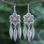Sterling silver dangle earrings, 'Tribal Forest' - Hand Crafted Sterling Silver Floral Dangle Earrings (image 2) thumbail