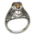 Citrine solitaire ring, 'Starling Romance' - Kissing Birds in Sterling Silver Citrine Solitaire Ring