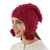 chullo-Mütze aus 100 % Alpaka - Rote handgestrickte Anden-Chullo-Mütze aus 100 % Alpaka