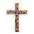 Ceramic wall cross, 'Spiritual Fireworks' - Artisan Crafted Multicolored Ceramic Wall Cross from Mexico (image 2a) thumbail