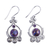 Amethyst dangle earrings, 'Exotic Swirls' - Purple Amethyst Sterling Silver Earrings Handcrafted India