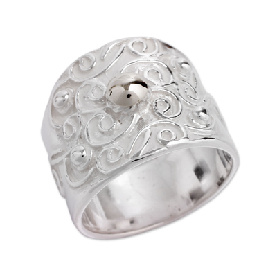 Sterling silver band ring, 'Arabesque Vines' - Peruvian Sterling Handcrafted Band Ring for Women
